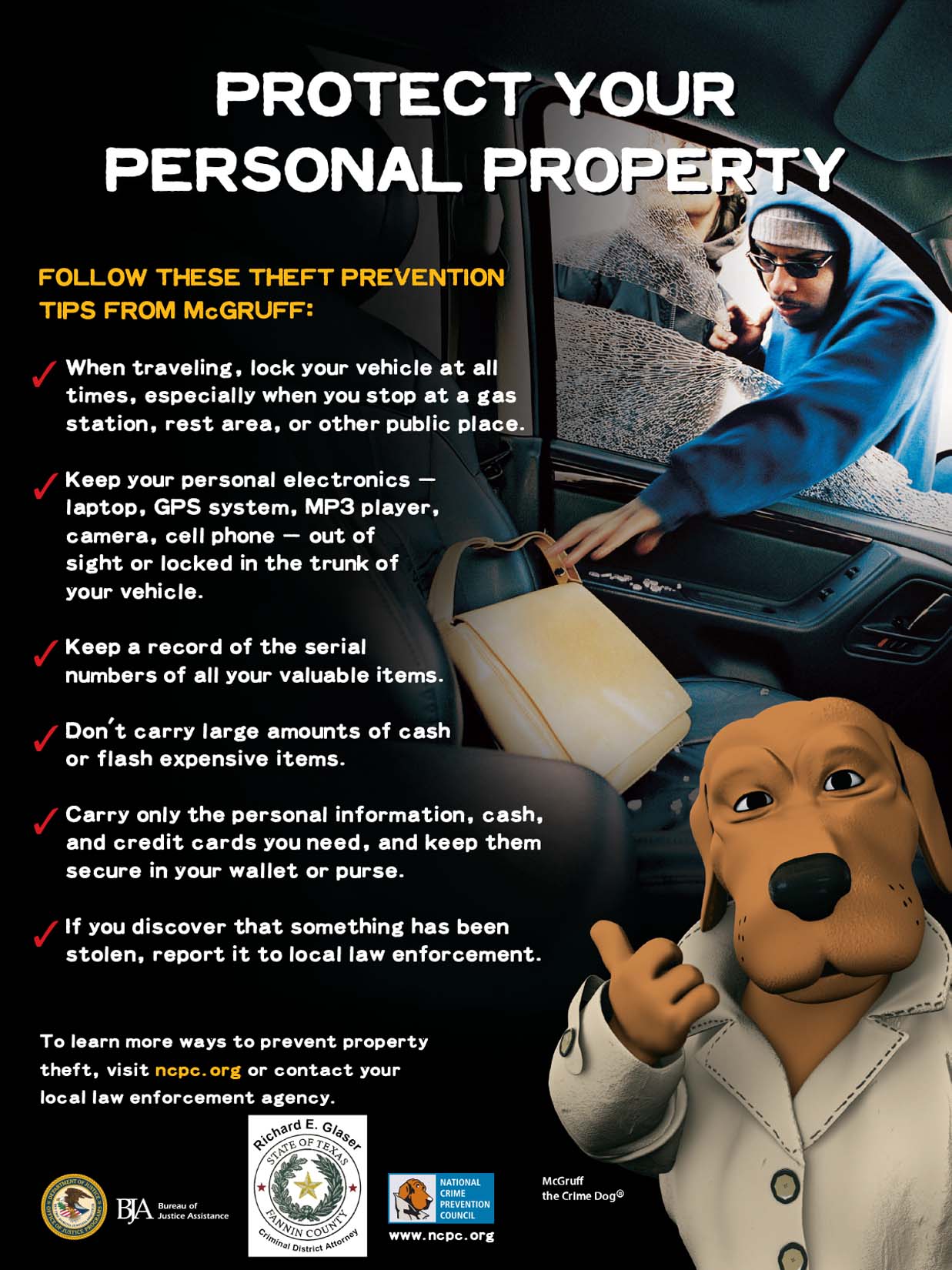 Protect your Personal Property -- PROTEJA SU COSAS PERSONALES